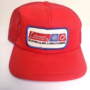 Big Patch Trucker Hat Coleman Vintage Red Logo Heating Air Conditioning